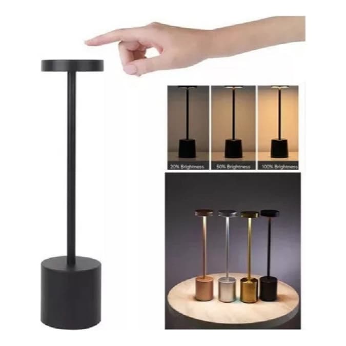 Luminaria Candeeiro De Mesa Sem Fio Recarregável Led Night Preto Preto