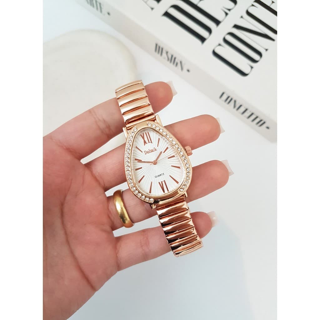 Relógio Feminino Doluck Fashion Luxo Moderno Brilhante com Pulseira Metálica Ajustável