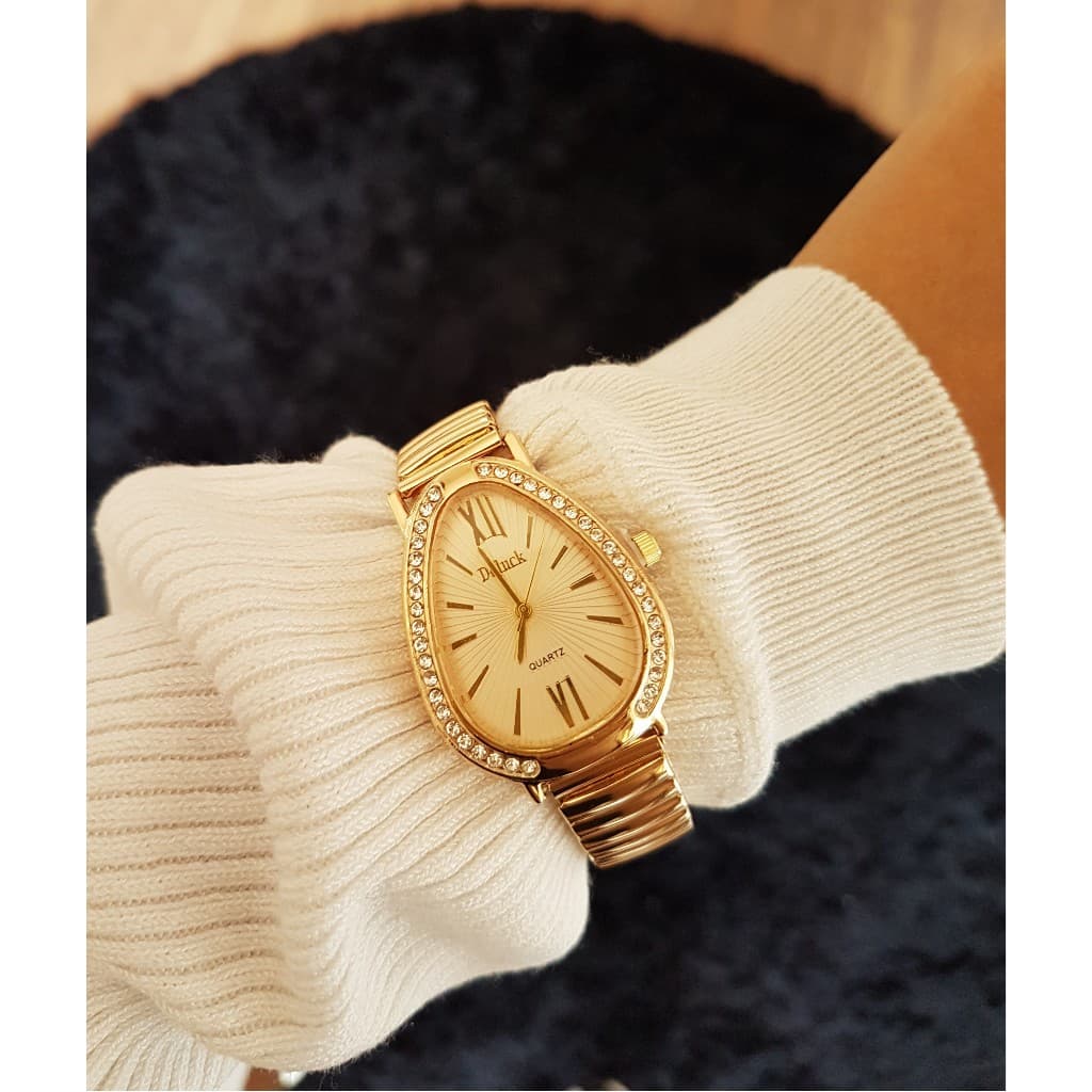 Relógio Feminino Doluck Luxuoso Moda Social Casual Pulseira Metálica Prata Dourado