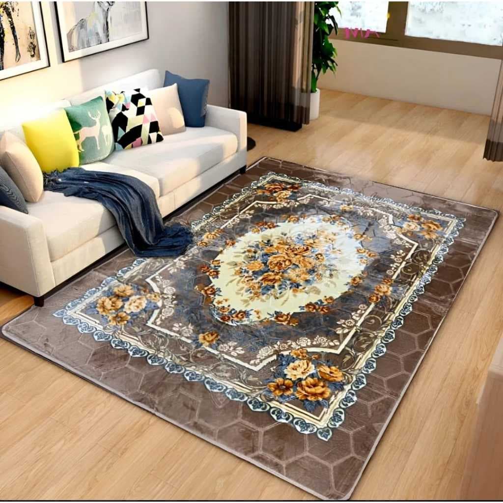 Tapete de Sala Floral Veludo 2,00m x 1,40m  Antiderrapante PRODUTO LANÇAMENTO