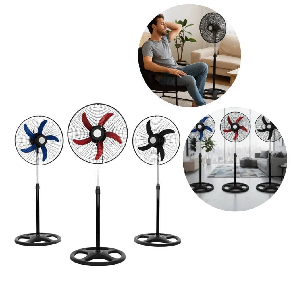 Ventilador Pedestal 127V 60W Premium Preto Oscilante Silencioso Altura Regulável Potente Coluna Casa Escritório Ventila