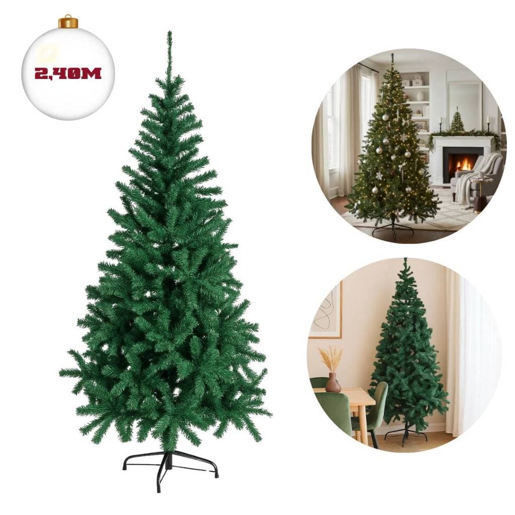 Árvore de Natal 2,40m Verde Pinheiro Decorativo 1400 Galhos Cheia Grande Enfeite Natalino Montável Festas Fim de Ano