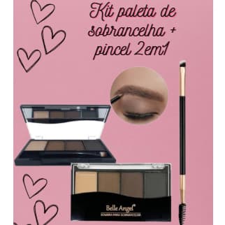 Kit com 2 Belle Angel 1 Paleta De Sobrancelhas + 1 Pincel 2 em 1 Para Sobrancelhas B113