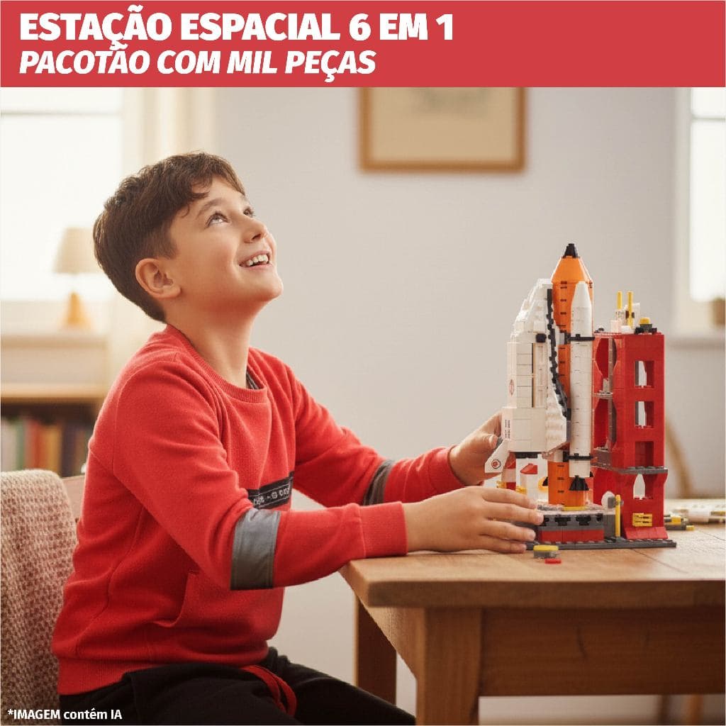 Peças Encaixe Infantil Mil Blocos Inteligentes Castelo Princesa Nave Espacial Firme Seguro Colorido