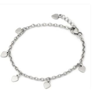 Pulseira de aço inox adulto Coração 17 cm + 4 de extensor