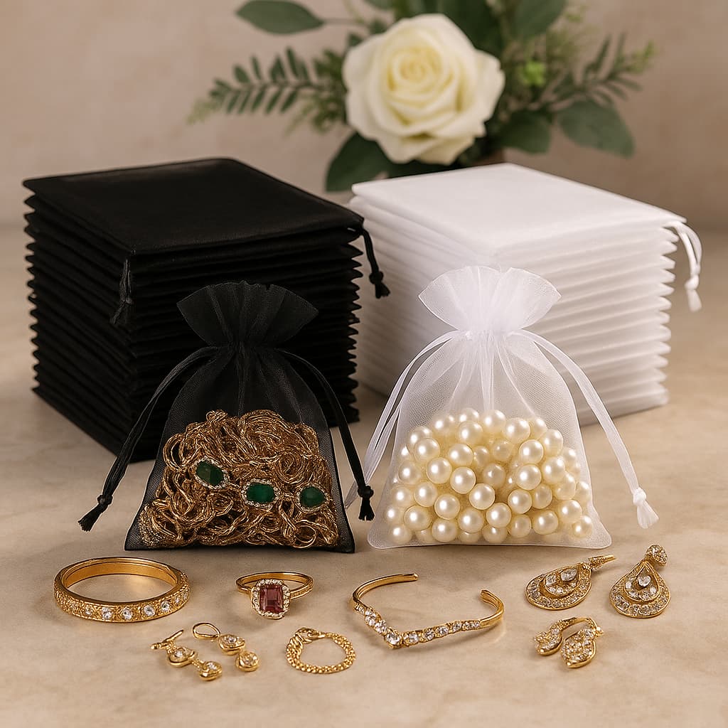 Kit 100 Saquinhos Saco Organza 7x9/9x12/10x15 Branco Lembrancinha Natal Jóia Festa Casamento