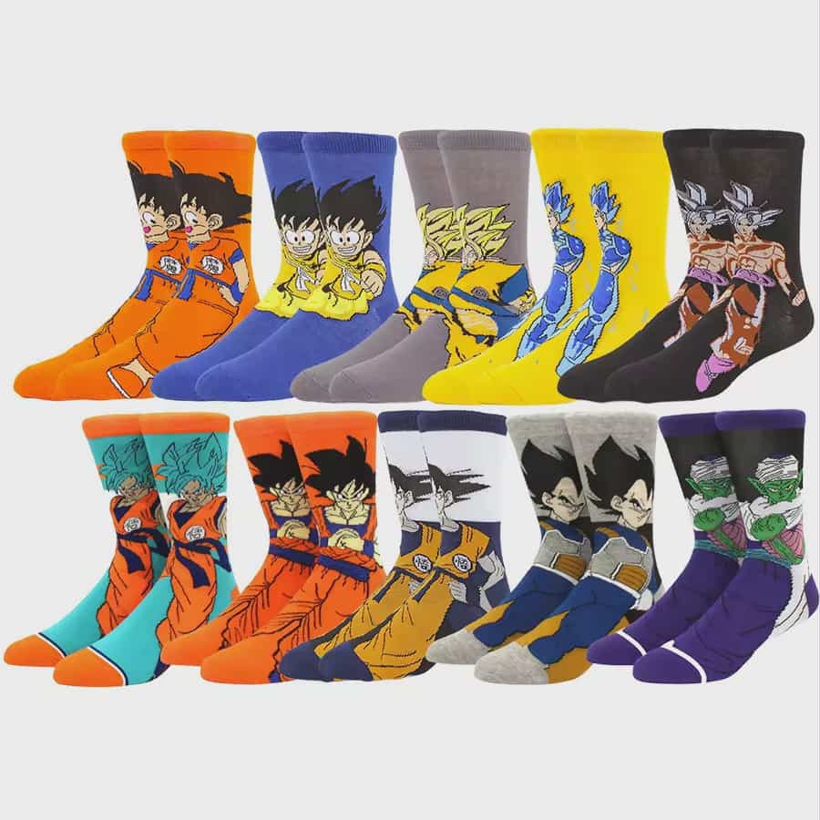 Meia Cano Longo Dragon Ball Z -  PACOTE COM 5 OU 10 PARES / Sem Repetição