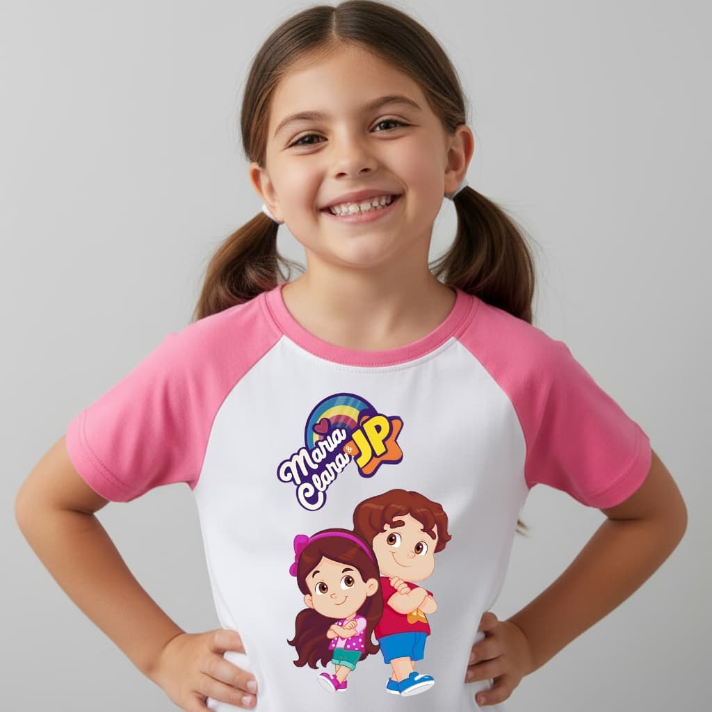 Camiseta Infantil Maria Clara E Jp Varios Modelos Fantasia Rosa