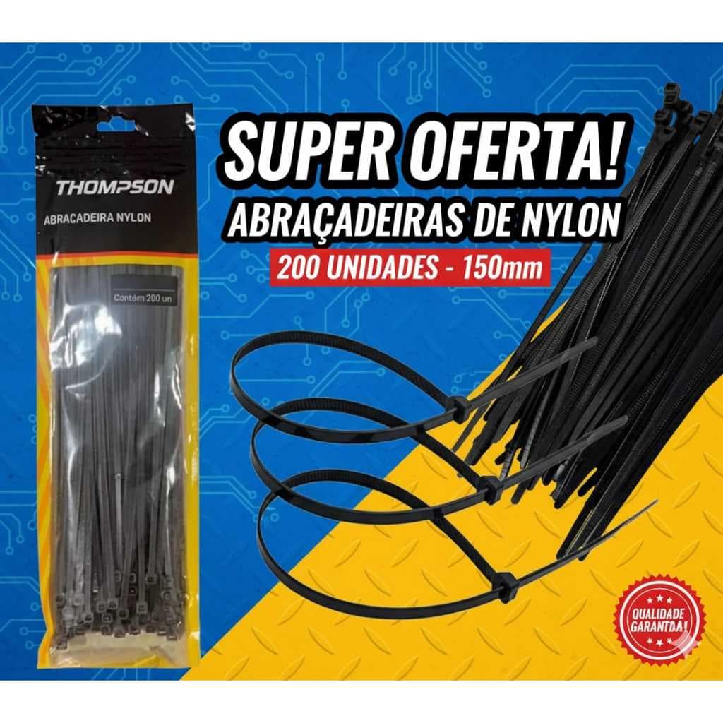Abraçadeiras Plásticas 15cm – Kit com até 200 Unidades |  Nylon Resistente