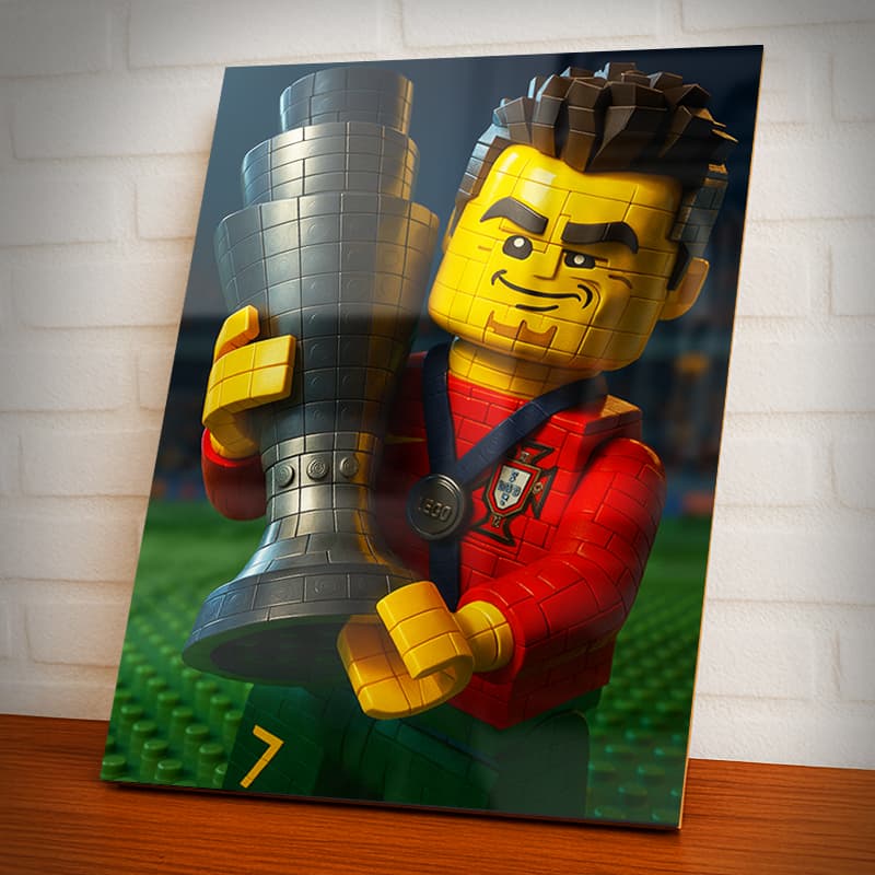 Placa Decorativa Quadro Cristiano Ronaldo Lego Roblox, CR7, Lego, Minecraft, Jogos,Criança, Goat