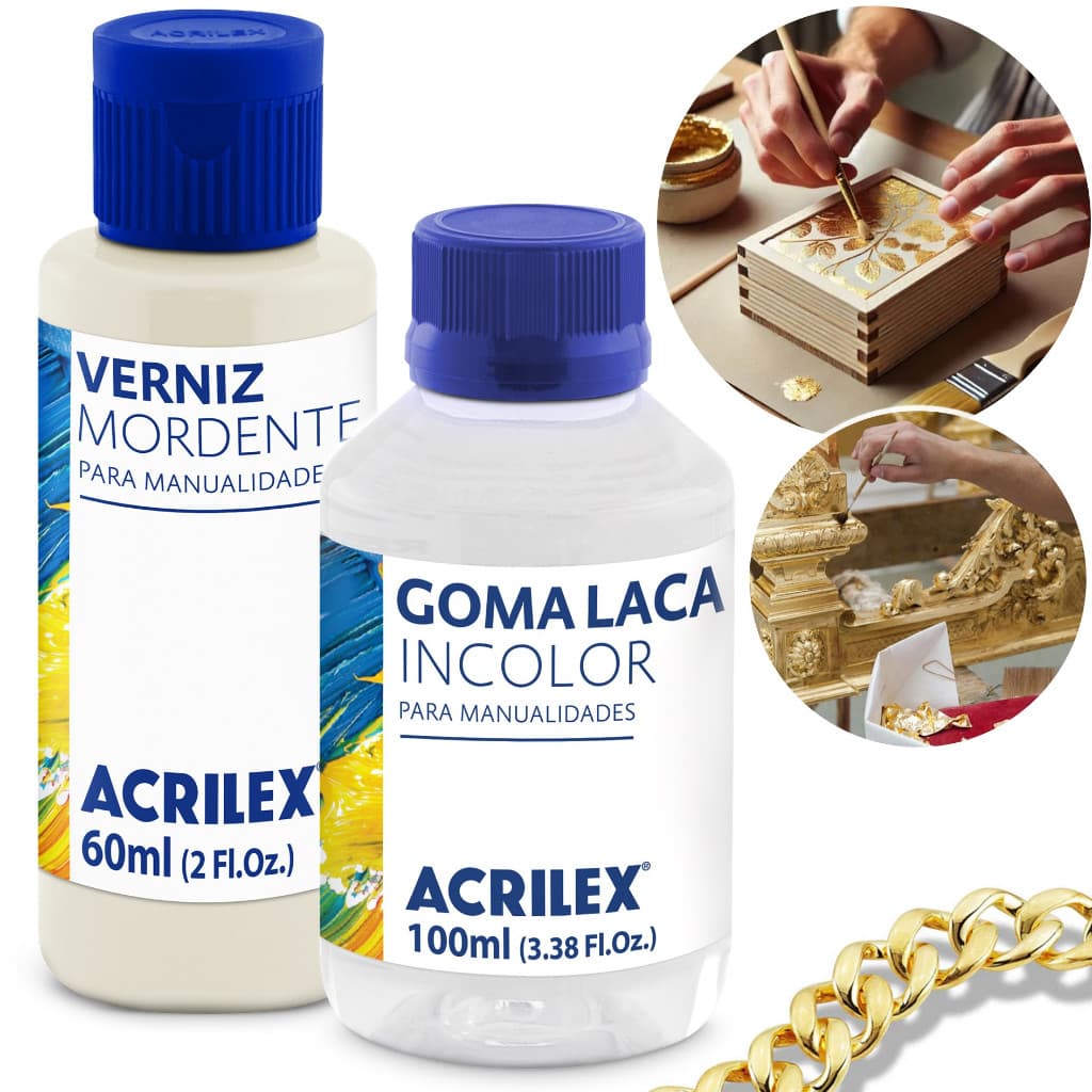 Kit Goma laca Incolor 100ml + Verniz Mordente 60ml Multiuso