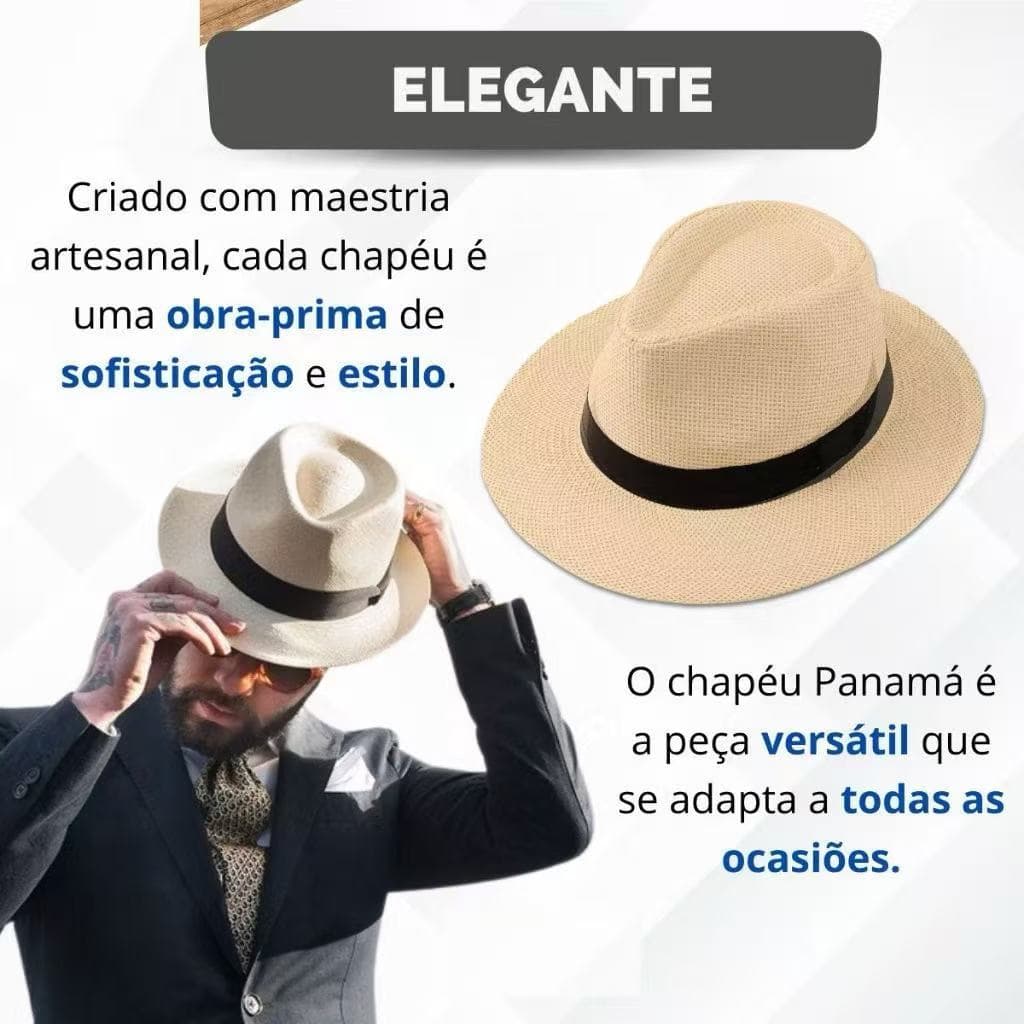 Chapéu Panamá Palha Shantung Verão Praia Casual Unissex