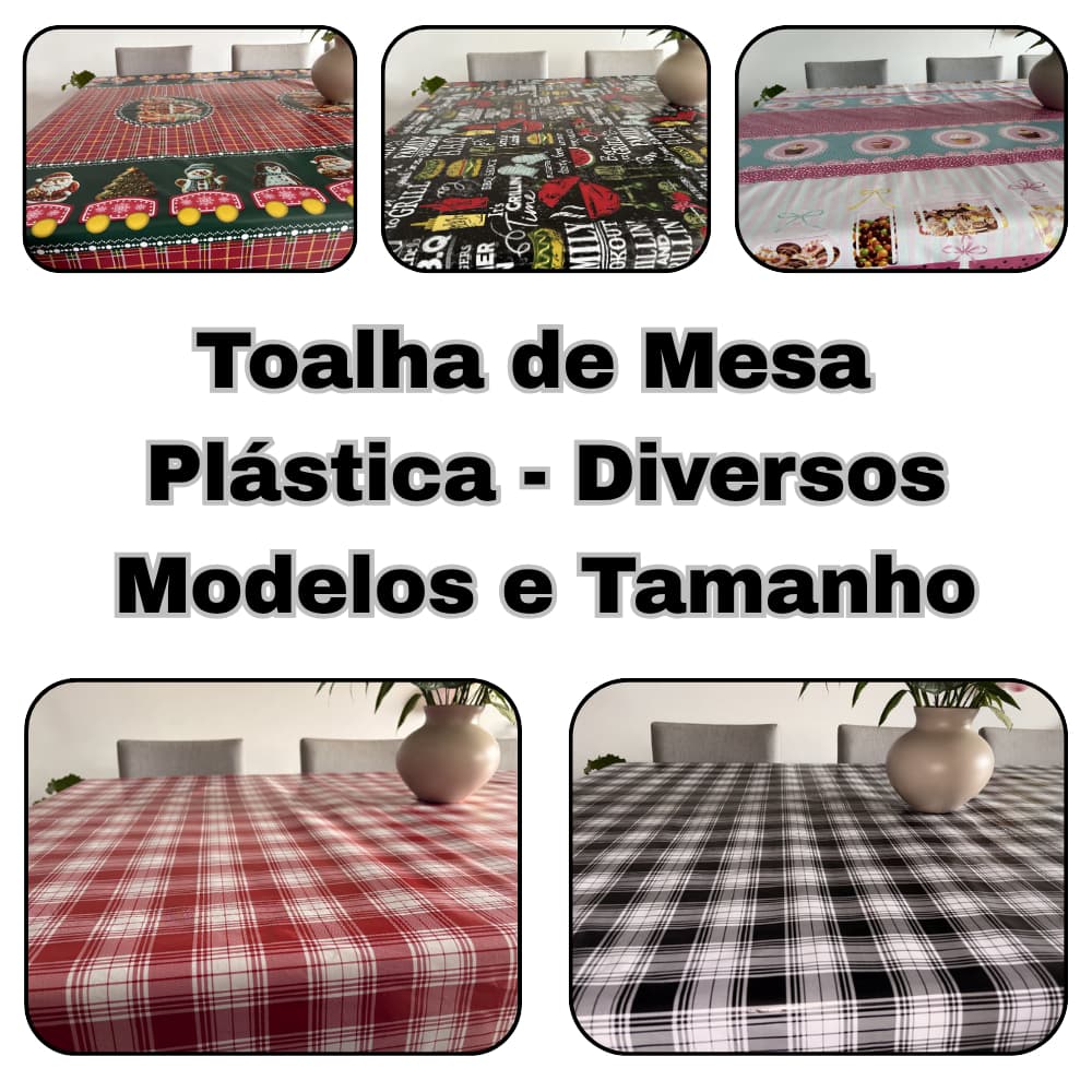 Toalha de mesa PVC Premium várias estampas, impermeável resistente a temperatura 4 6 8 10 12 lugares