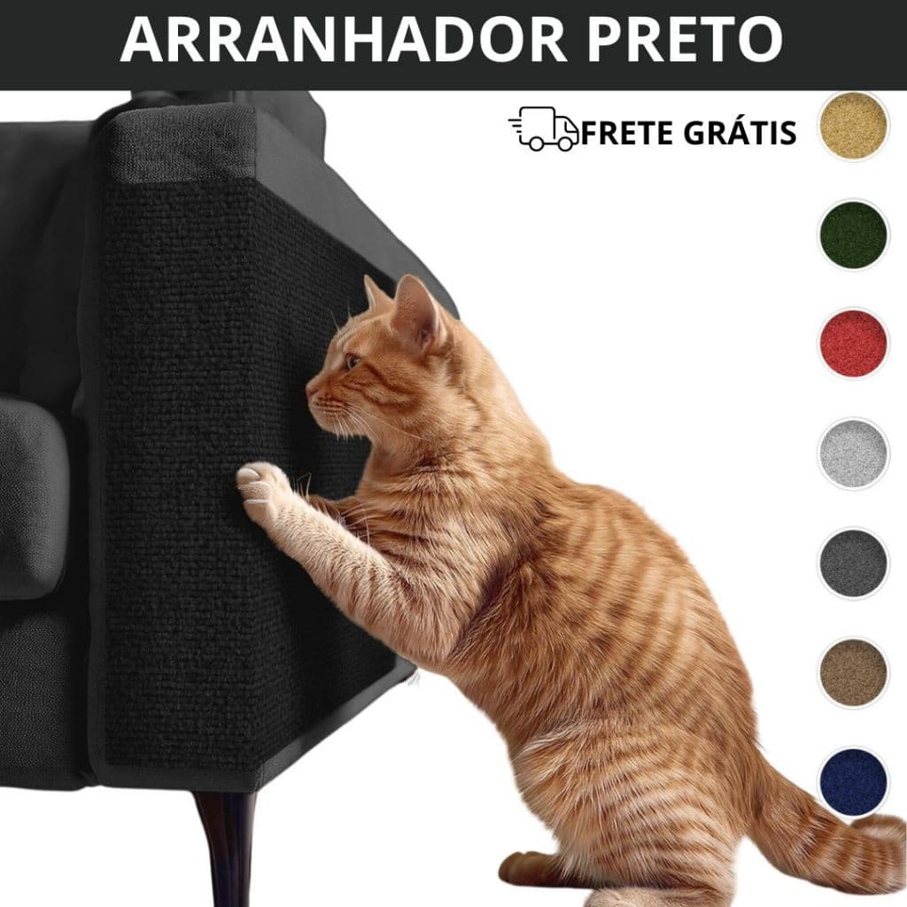 Arranhador Adesivo Preto Protetor Sofá Cama para Gato Carpete Premium Móveis Parede Pet