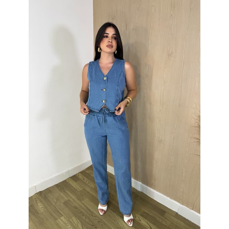 COLETE FEMININO EM JEANS
