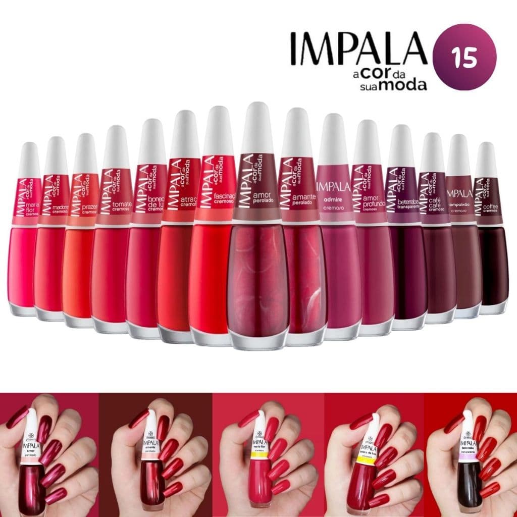 IMPALA: Kit com 15 Esmaltes em Tons Escuros e Vermelhos
