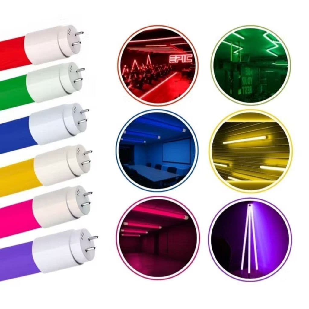 Kit 2 Lâmpadas Led Tubular Colorida 9w T8 60cm BIVOLT