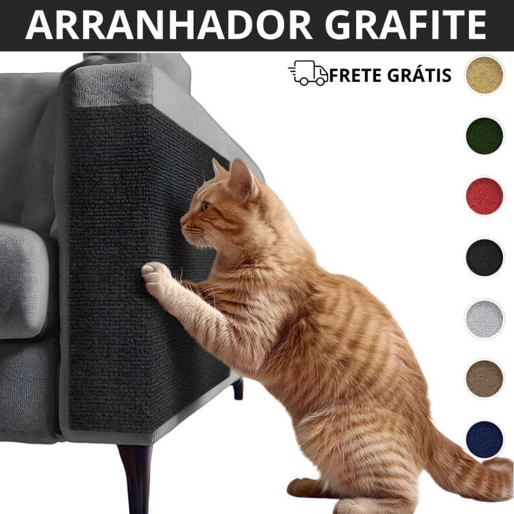 Arranhador Adesivo Grafite Protetor Sofá Cama para Gato Carpete Premium Móveis Parede Pet