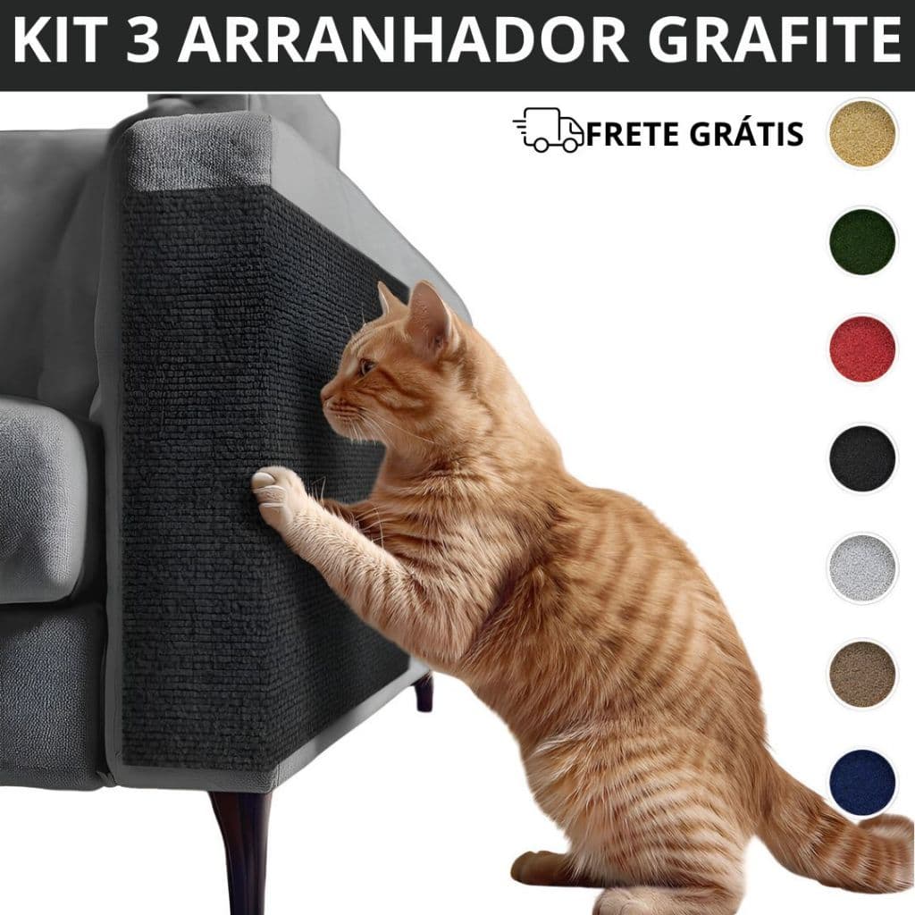 Kit 3 Arranhador Adesivo Grafite Protetor Sofá Cama para Gato Carpete Premium Móveis Parede Pet