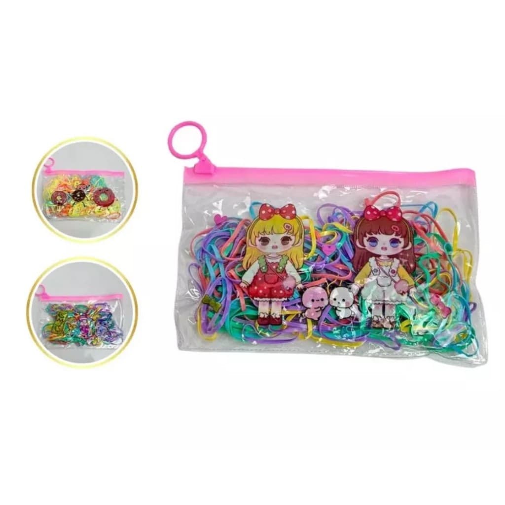 MINI ELÁSTICOS COLORIDOS PARA CABELO COM BOLSINHA ZIPLOCK – Praticidade e Organização em um Só Kit!