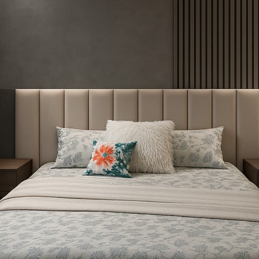 até 10 Modulos Cabeceira de Cama Estofada Modular Autoadesivas 45x20cm