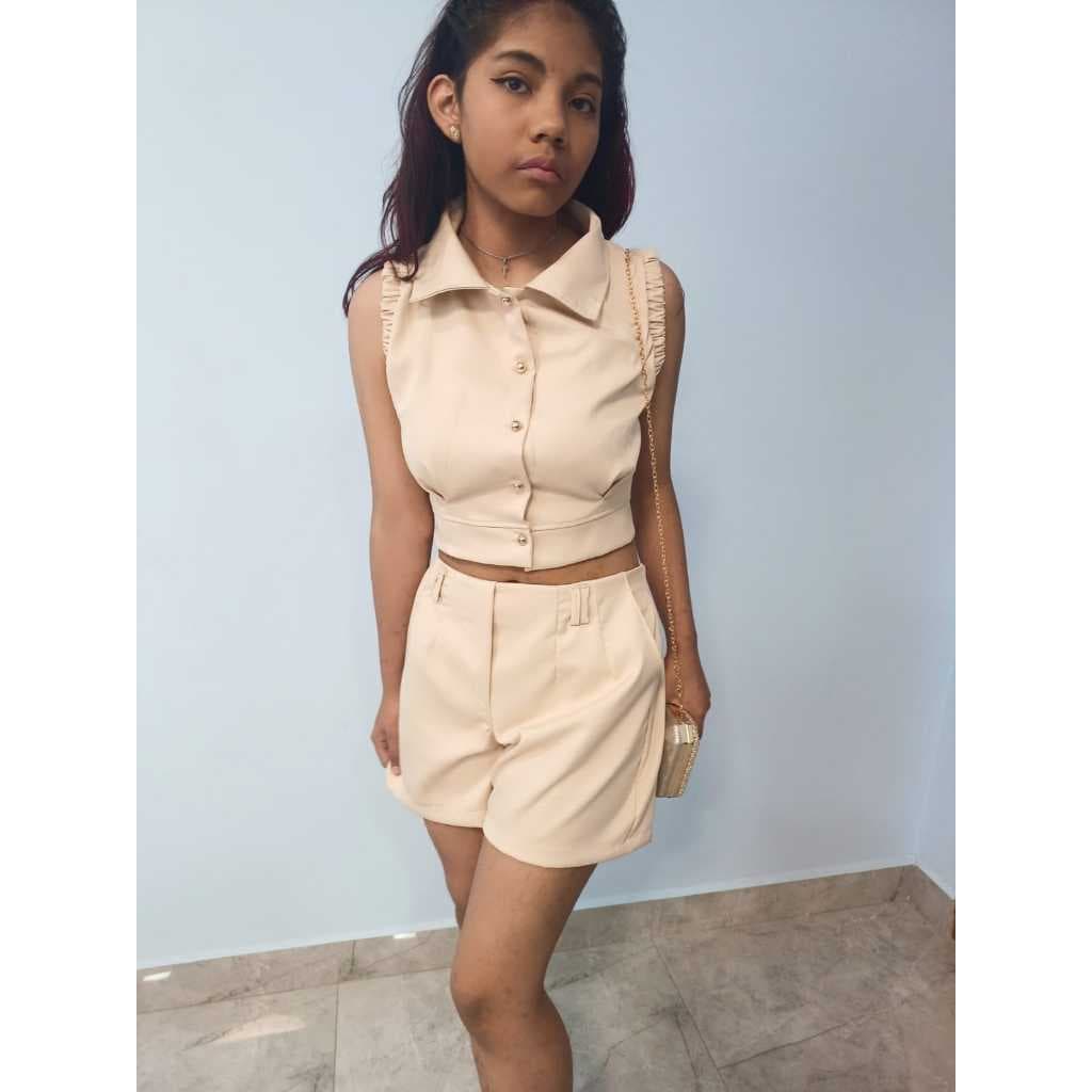 CONJUNTO SHORT E BLUSA CROPT JUVENIL MENINA BLOGUEIRA ROUPAS DE FESTAS
