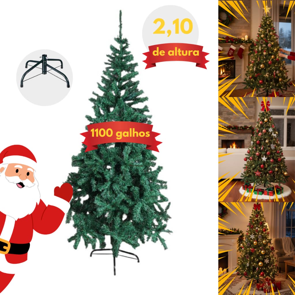 Árvore De Natal Pinheiro Artificial Verde - 2,40m 1400 galhos ---2,10m 1100 galhos --- 1,80m 720 Galhos Natalino Luxuosa
