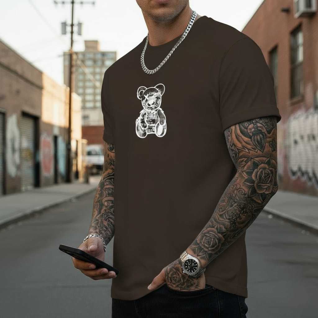 Camiseta Masculina Urso Street Casual 100% Algodão Premium