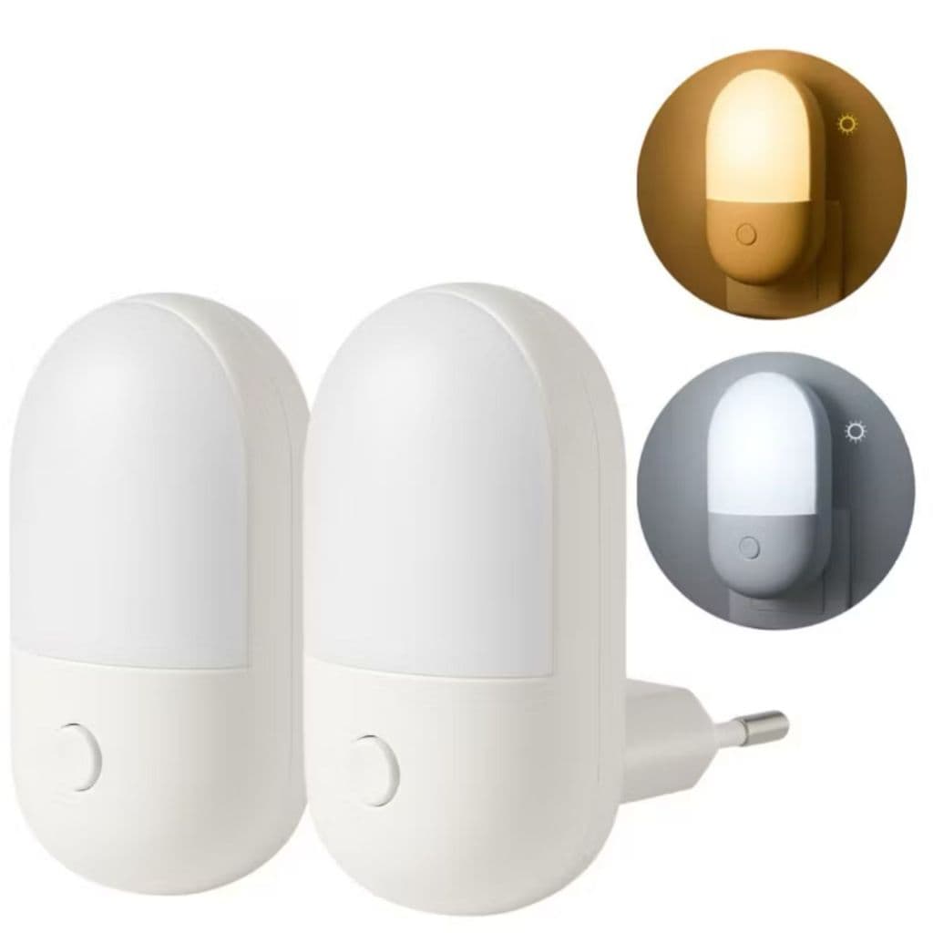 Kit 2 Luminária Led De Tomada Luz Noturna Mini Abajur Quarto Sala Bebê Criança Bivolt