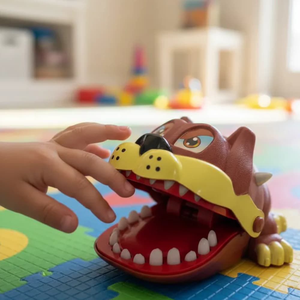 Cachorro Morde Dedo Brinquedo Eletronico Educativo Diversão Infantil Criança Divertido Pura Adrenalina Desafio Pegadinha
