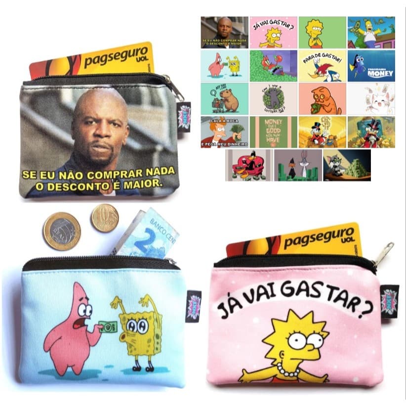 Porta Moedas / Batom / Fone / Cartão / Níquel / Bolsinha / Carteira / Mini Nécessaire Julius / Dinheiro /Meme /Desenho