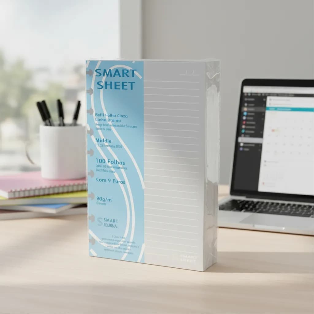 Kit com 200 Folhas Refil Caderno de Discos 90g Pauta Branca Medio Inteligente Escrita Confortavel