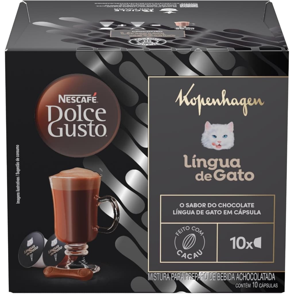 Café Dolce Gusto Kopenhagen Língua de Gato 10 Cápsulas – Sabor Premium de Chocolate – Edição Especial Gourmet