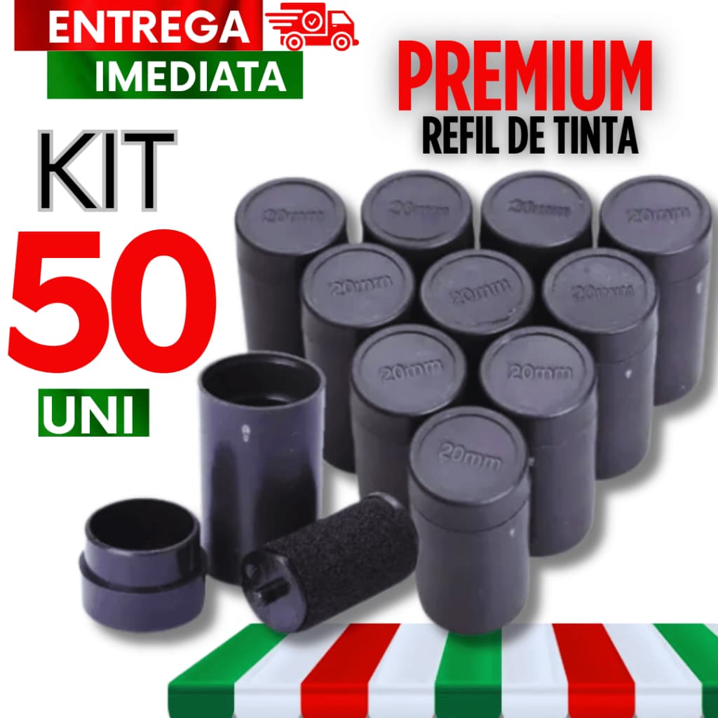 Kit Combo Refil De Tinta 50 Unidades Para Etiquetadora Tinteiro Rolete 20mm Qualidade Uso Universal