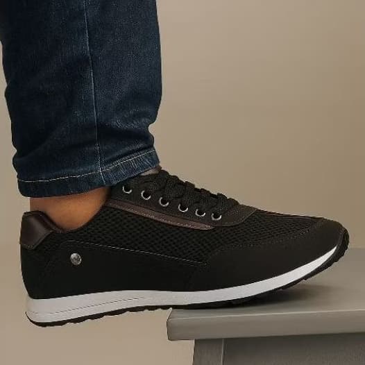 Tenis Sapatenis Preto Casual Moderno com Detalhe Calcanhar Estilo e Conforto no seu dia