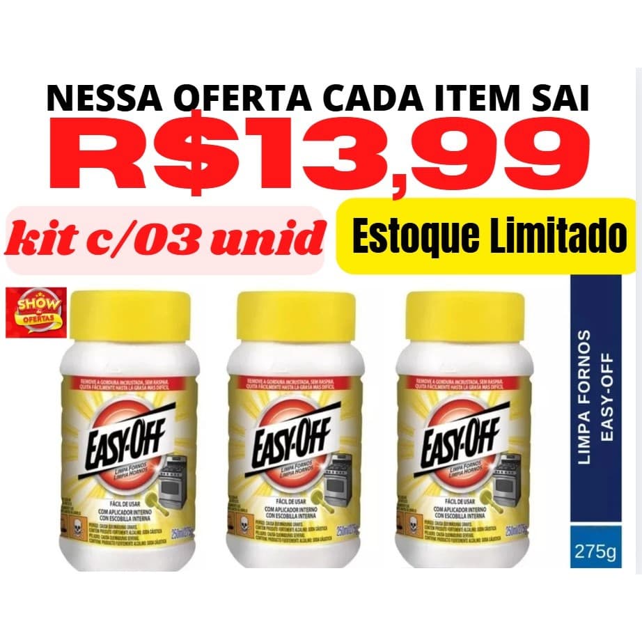 Easy-off Limpa Forno Fácil Super Potente Limpa Chapas Em Pasta Fogão Limpeza 250ml kit c/03