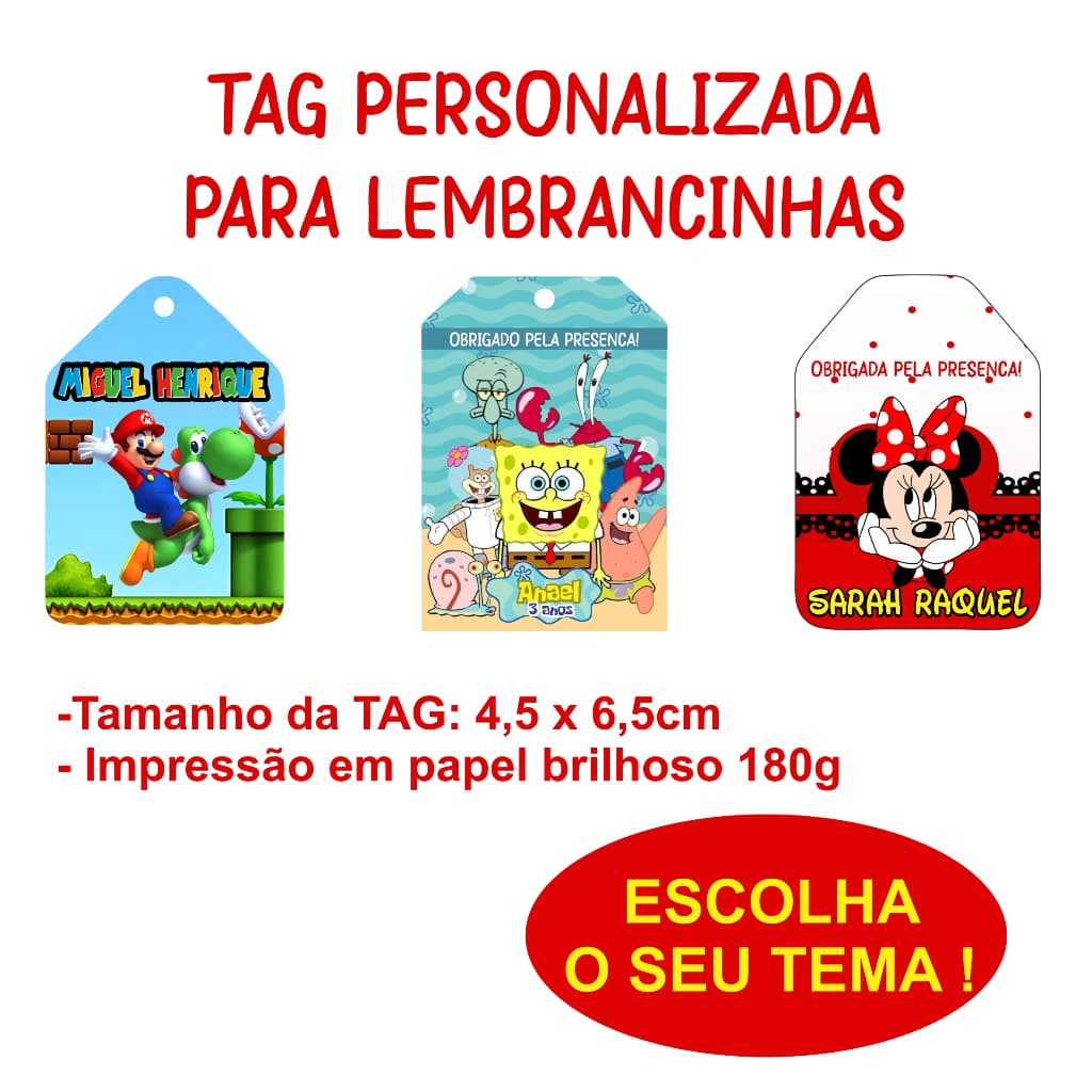 TAG Lembrancinha - Cartão Agradecimento | Festa | Aniversário | Personalizados - fazemos em qualquer tema