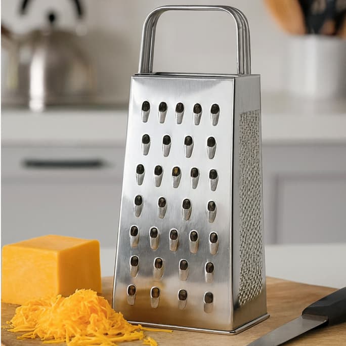 Ralador 4 Faces em Aço Inox 18cm – Multiuso para Queijos, Legumes e Verduras