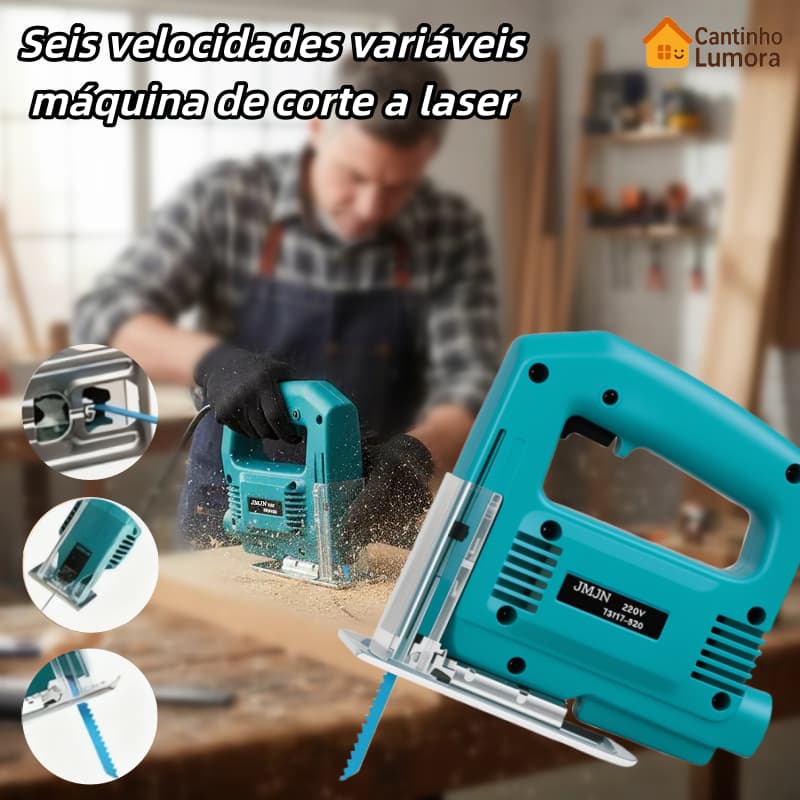 Serra Tico Tico 850W com Laser e 6 Velocidades Variáveis para Madeira e Metal