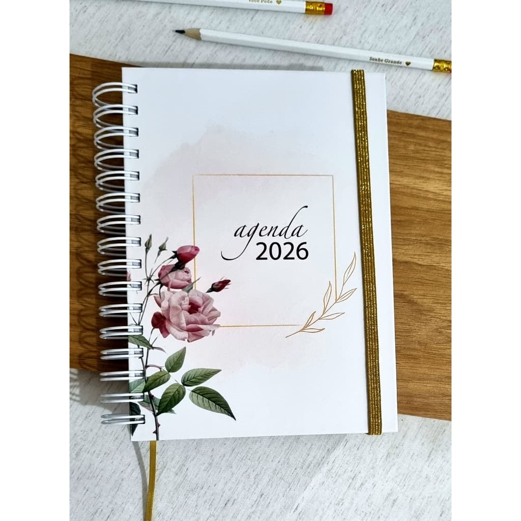 Agenda 2026 Diária Feminina Dia por Página, Capa Dura e  fechamento com elástico
