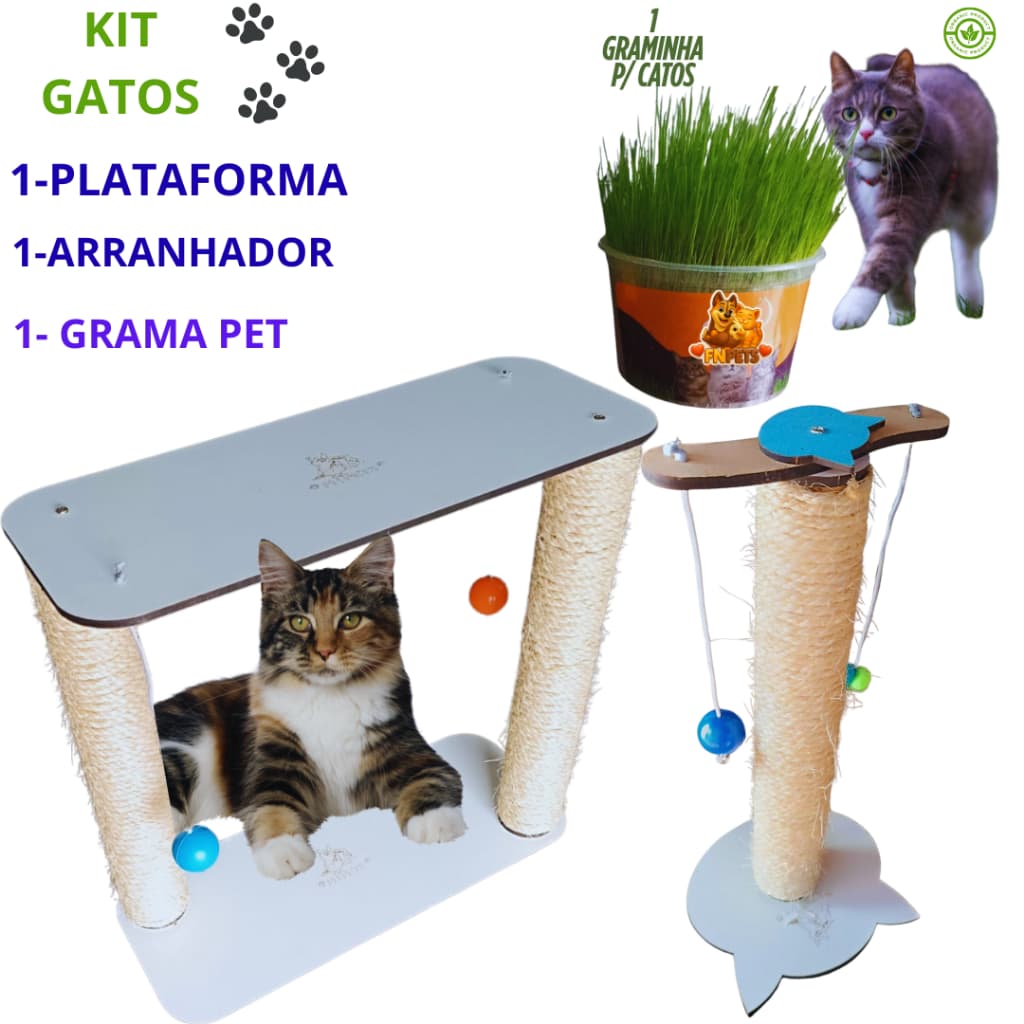 Arranhador Plataforma para Gatos Torre com Brinquedo Poste de Sisal  Diversão e Proteção para Móveis