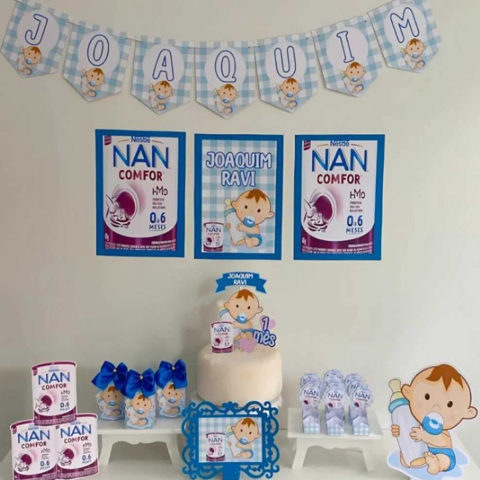 Kit Festa leite Nan Personalizado/Mini Kit Leite Nan /Mesversario Leite Nan / Kit Só um Bolinho Leite Nan Personalizado