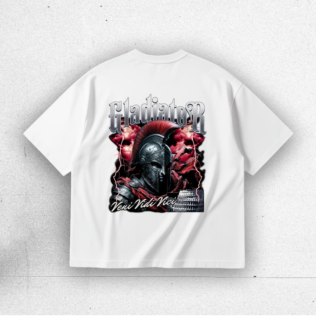 Camiseta Oversized Espartano Aura Geurreiro Esparta Vencedor Vini VIdi Vici Academia Força Presença