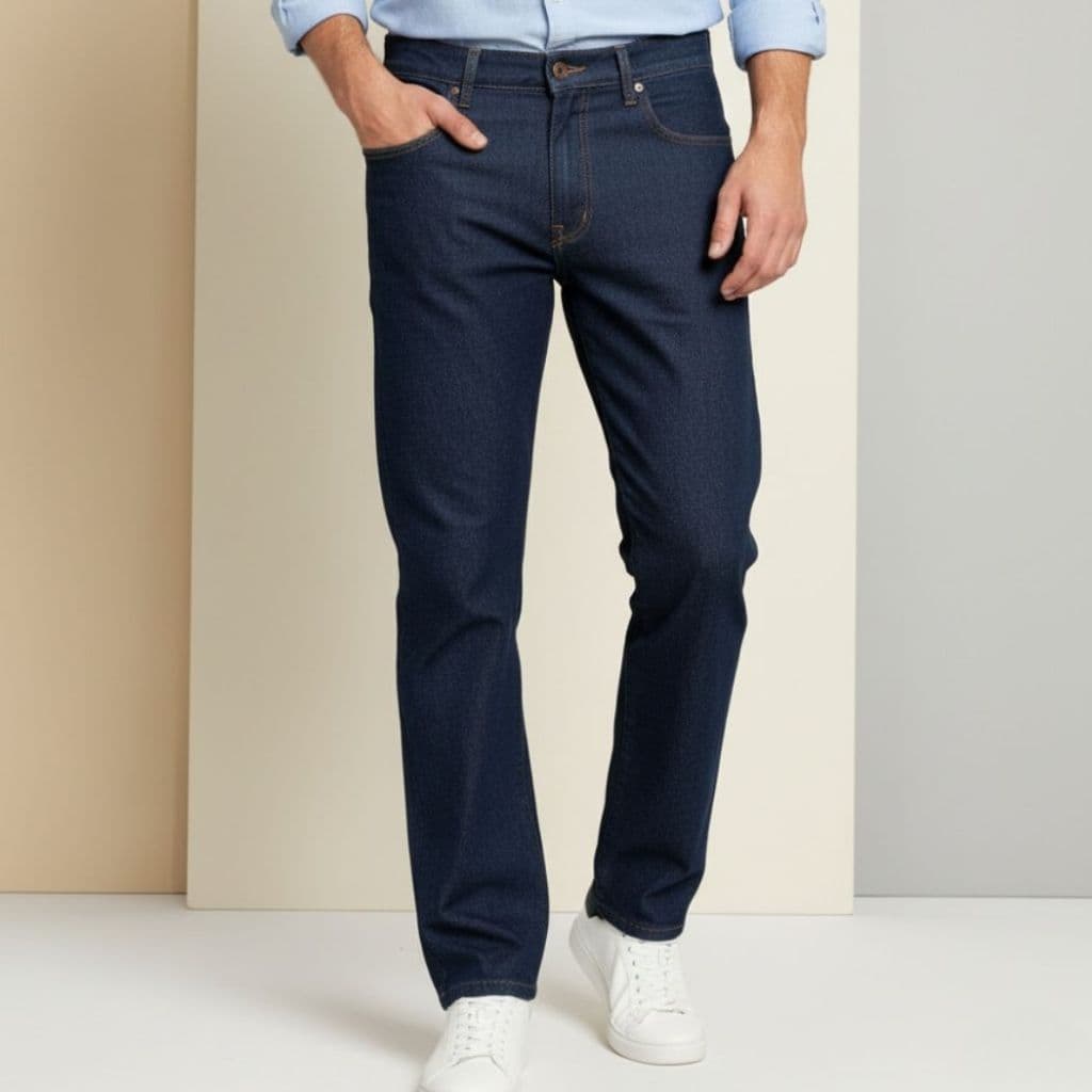 Calça Jeans Masculina Casual com Tecido Reforçado e Costura Durável - Ótima opção para trabalho
