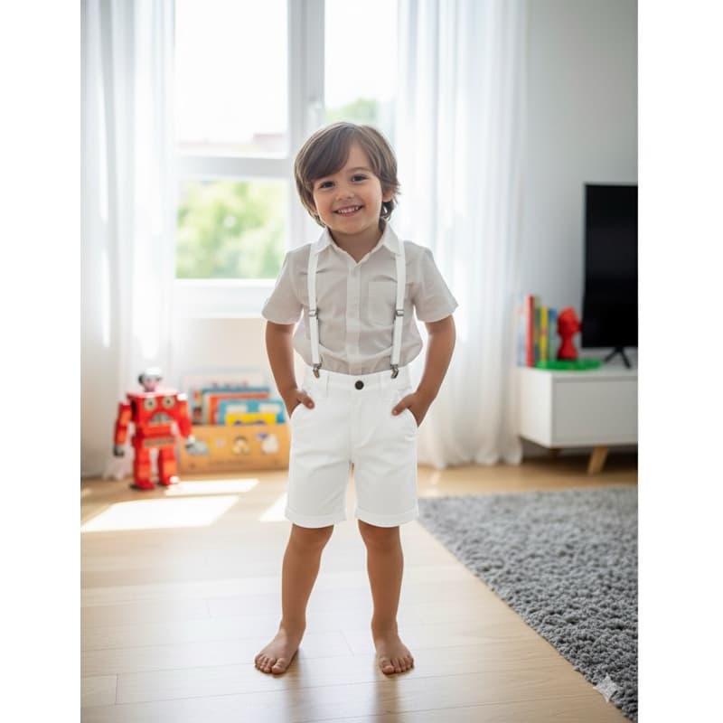 BERMUDA  DE SUSPENSÓRIO INFANTIL COM REGULADOR PARA  MENINO, FESTA, ANIVERSÁRIO, SOCIAL, TEMÁTICA.