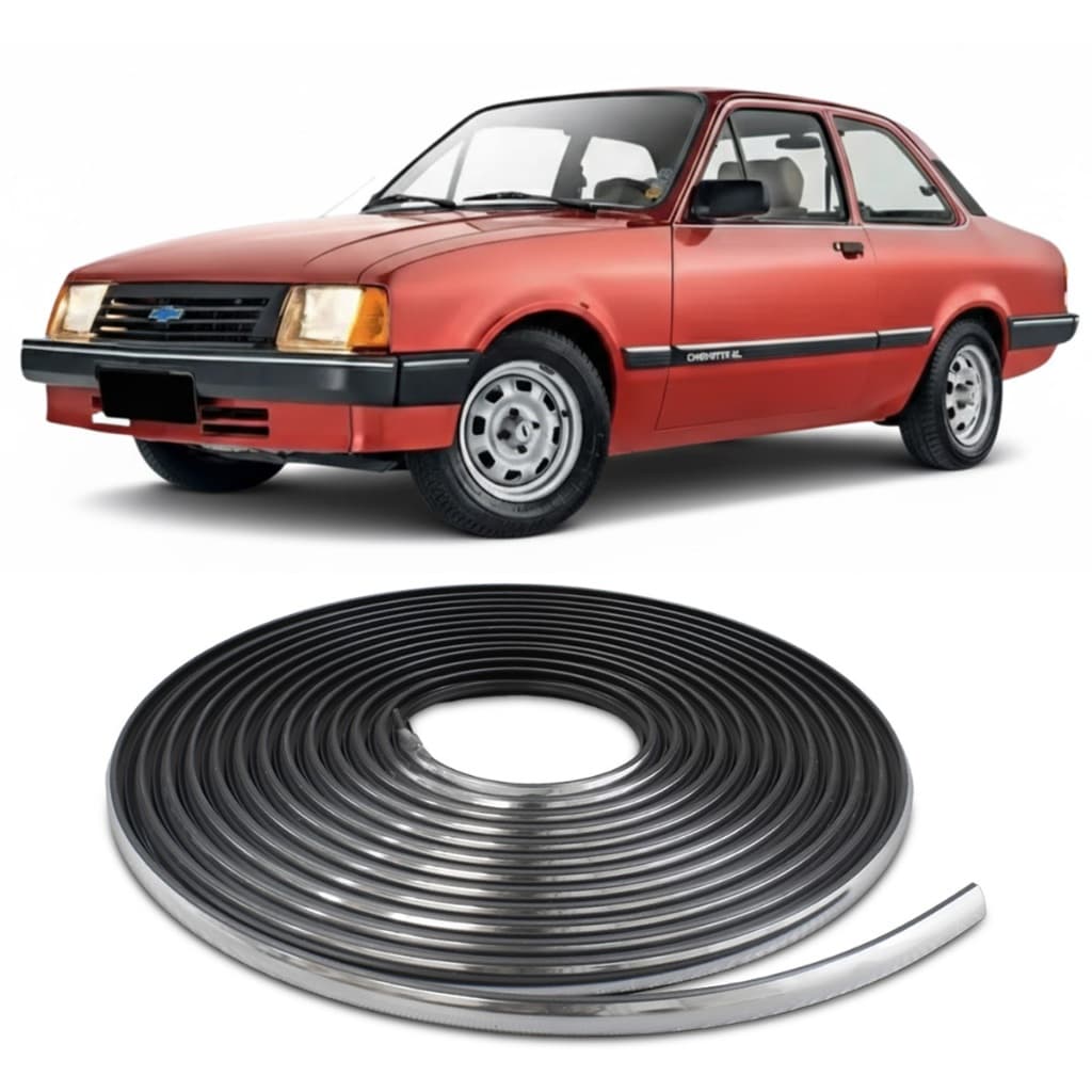 Kit 7 Metros Friso Cromado do Parachoque Chevette Marajó 83 a 93 Kadett Ipanema 89 a 95 Monza 82 a 96