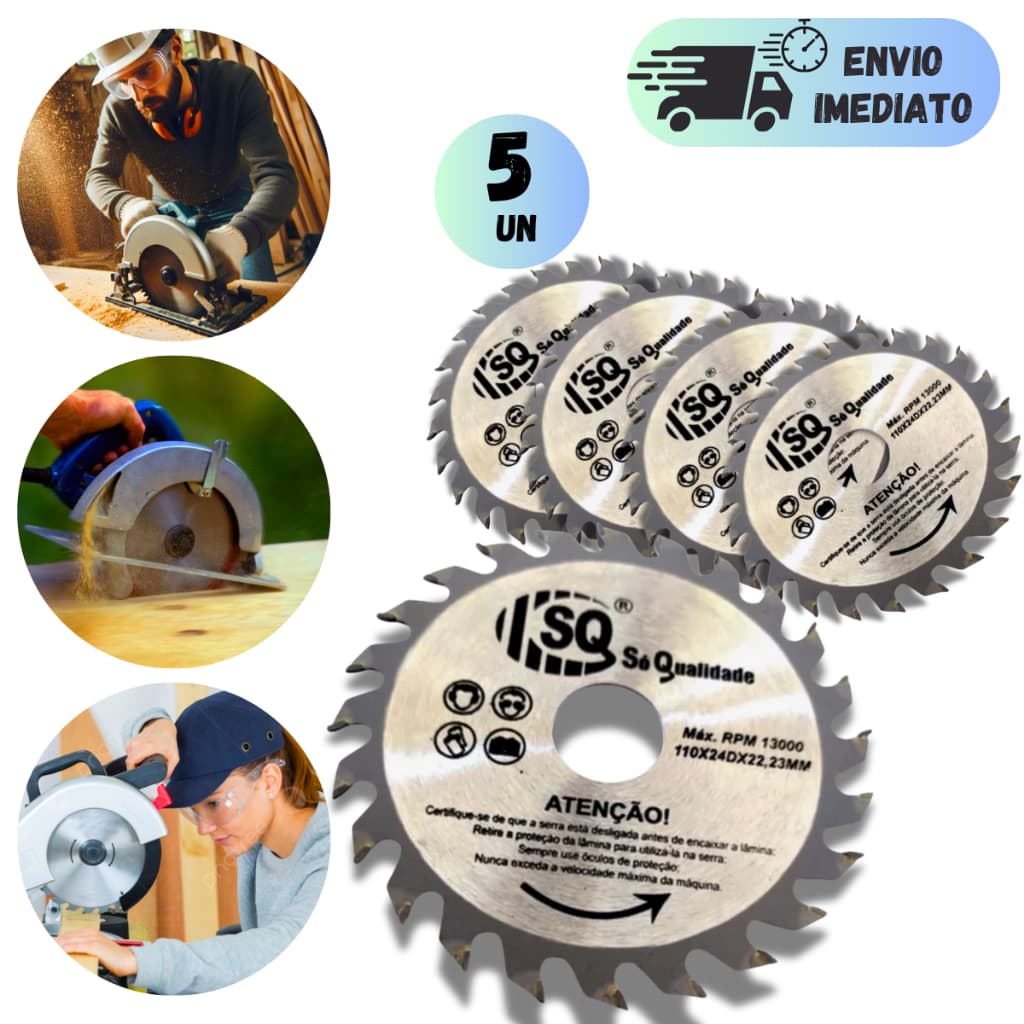 KIT 2 A 5 DISCO DE CORTE PARA MAKITA 24 DENTES SERRA CIRCULAR MADEIRA 110x24Dx22,23mm RESISTENTE