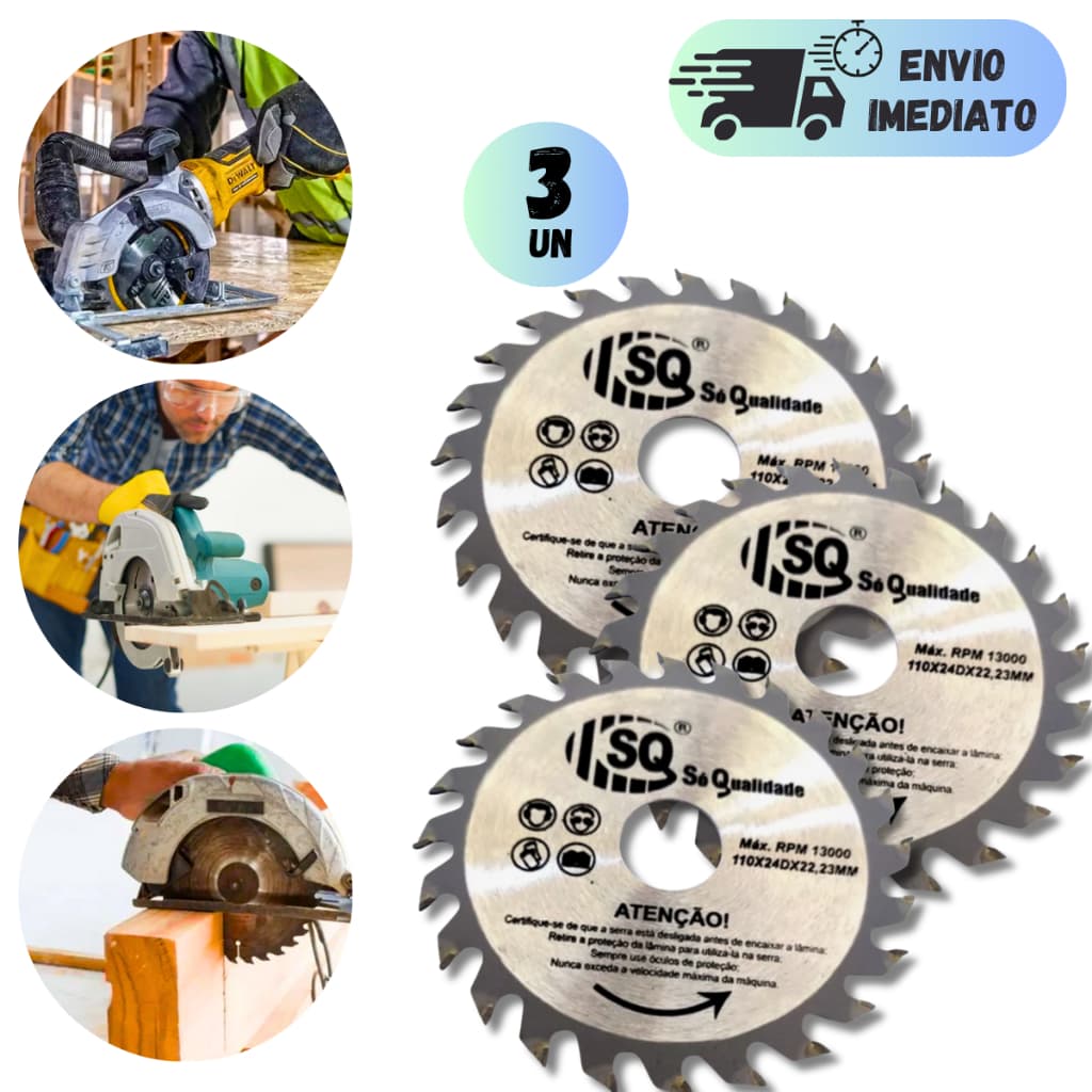 KIT DISCOS DE CORTE PARA MADEIRA MAKITA SERRA  CIRCULAR 24 DENTES PARA TRABALHO MARCENARIA