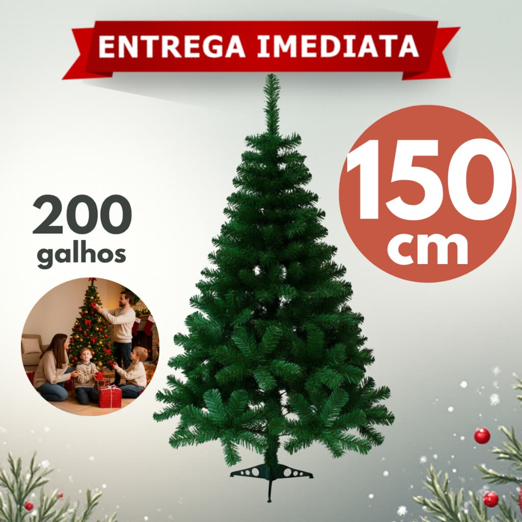 Árvore De Natal 150cm 200 Galhos Marine Verde