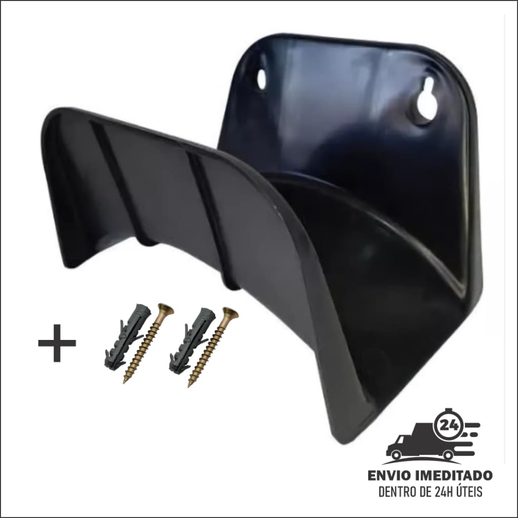 OFERTA Suporte Para Mangueira Jardim Enrolador Parede Preto + Parafuso e Bucha